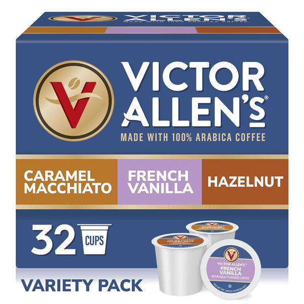 Victor Allen's Coffee Variety Pack Coffee K-Cup Pods - Caramel Macchiato, French Vanilla, Hazelnut - 32 Count