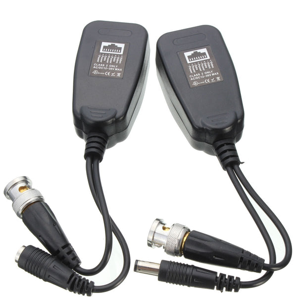 Passive Video Balun w/ Power Connector & RJ45 CAT5 Data Transmitter HD-CVI/TVI/AHD BNC Twisted Pair