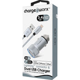 Chargeworx 3.4A USB Car Charger & Lightning Cable