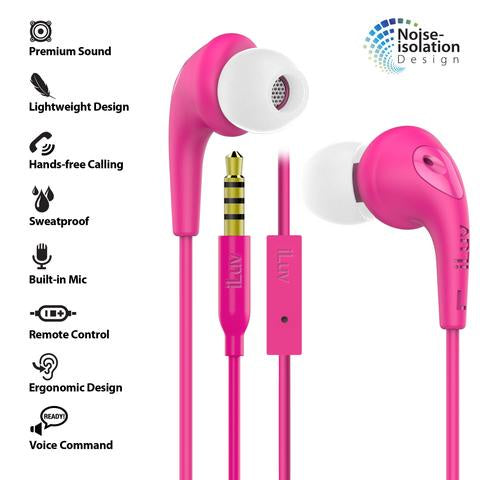 iLuv Bubble Gum 3 In-Earphones w/ Mic & Noise Isolation - Pink
