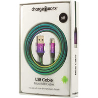 Chargeworx 6ft Micro USB Iridescent Cable