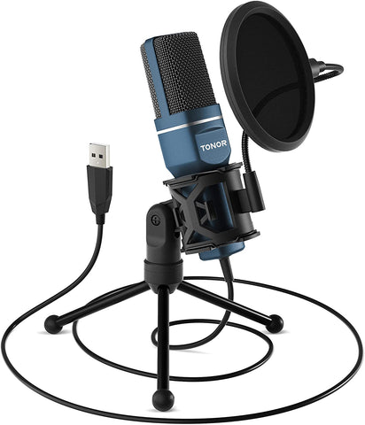 TONOR Computer Condenser PC Gaming Mic w/ Tripod Stand & Pop Filter for Streaming, Podcasting, Vocal Recording