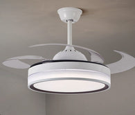 42" Ceiling Fan w/ Retractable Blades, 3 Colour Changing Light & Bluetooth Speaker - Bedroom, Living Room or  Dining Room Decoration