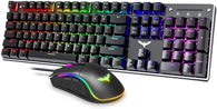 Havit Mechanical Gaming Rainbow Backlit Keyboard & 7 Button 4800 DPI Mouse - Blue Switch 104 Keys