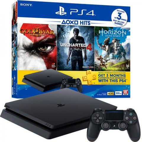Sony Playstation 4 Slim 500GB w/ God of War, Uncharted 4 & Horizon