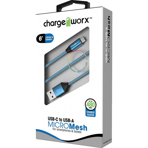 Chargeworx 6ft USB-C to USB-A MicroMesh Cable