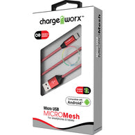 Chargeworx 3ft MicroMesh USB Sync & Charge Wire Mesh Cable