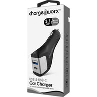 Chargeworx USB + UCB C Metal Car Charger