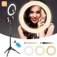 Mountdog 10" Selfie Ring Light w/ Tripod Stand & 3 Phone Holder, 3 Light Modes & 11 Brightness Level