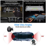 Rear-View 10" Mirror Dash Cam - Dual Lens, Front & Rear Dash Camera  1080P Full Touch Screen - Video Streaming, Loop Recording, Parking Monitor, Night Vision, Waterproof Rear Camera