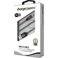 Chargeworx 10ft USB-C to USB-A MicroMesh Cable