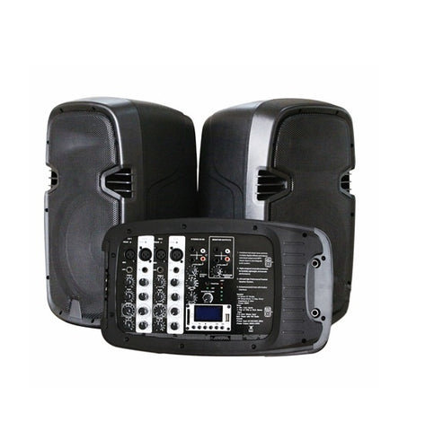 MYO Two Way PA System Black Loudspeakers 10" Sub/MP3/SD Card/USB/BT/FM Radio