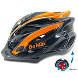 GoMax Aero Adult Adjustable Safety Helmet w/ Chin Strap, Visor & Rear LED Light - Large