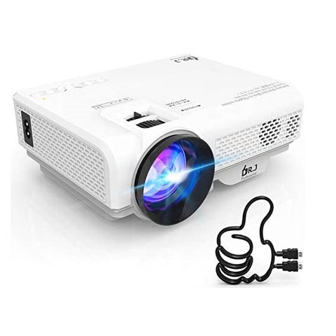 Dr. J Professional HI-04 Mini Outdoor Movie Projector w/ 100" Projector Screen, 1080P Supported, Compatible w/ TV Stick, Video Games, HDMI, USB, TF, VGA, AUX, AV