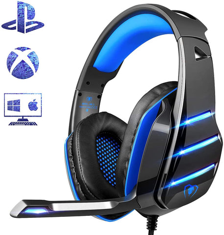 Beexcellent Gaming Headset for PS4 Xbox One PC Mac Controller  w/ Noise Isolation/Mic/LED Light for PC/Laptop/Tablet/Mac