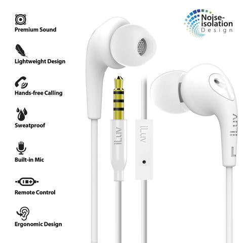 iLuv Bubble Gum 3 In-Earphones w/ Mic & Noise Isolation - White