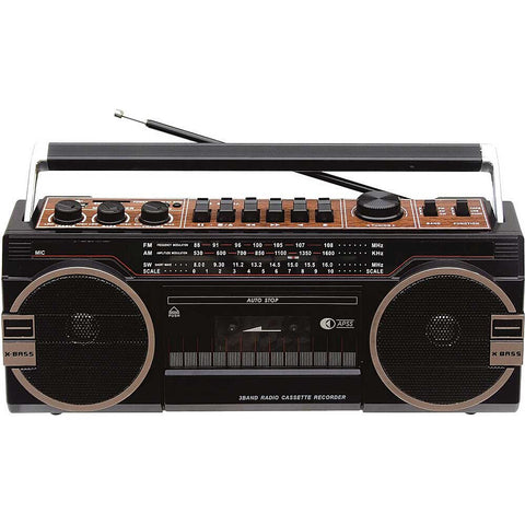 Supersonic Bluetooth Wireless Boombox Portable 3 Band Radio and Cassette Recorder