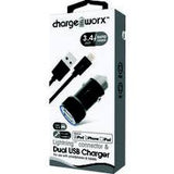 Chargeworx 3.4A USB Car Charger & Lightning Cable