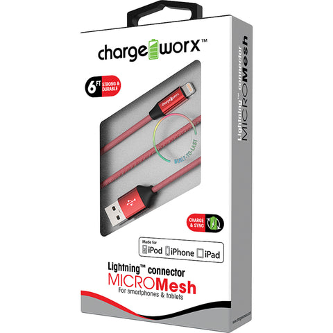 Chargeworx 6ft Lightning MicroMesh Cable