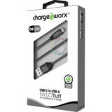 Chargeworx 3ft USB-C to USB-A Nylo Tuff Cable
