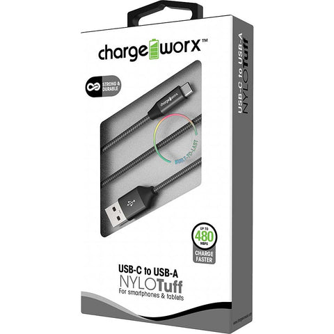 Chargeworx 3ft USB-C to USB-A Nylo Tuff Cable