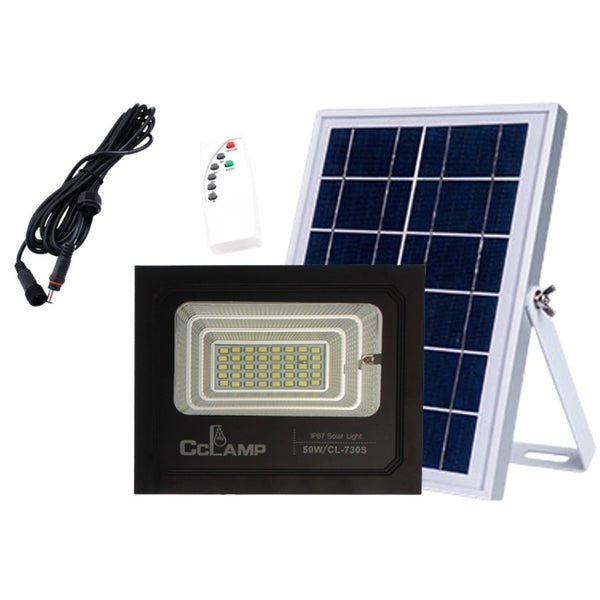 CCLAMP CL-730S 50W  IP67 Outdoor Solar Floodlight w/ 12W Solar Panel