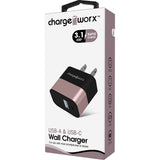 Chargeworx USB+USB C Metal Wall Charger