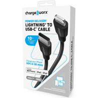 Chargeworx Power Delivery Lightning to UCB-C 10ft Cable