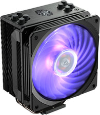 Cooler Master Hyper 212 Black Edition RGB CPU Air Cooler, SF120R RGB Fan, Anodized Gun-Metal Black, Brushed Nickel Fins, 4 Copper Direct Contact Heat Pipes