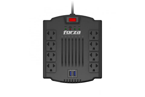 Forza FVR-1211USB Automatic Voltage Regulator 1200VA/600W - 8 Outlets, 2 USB-120V