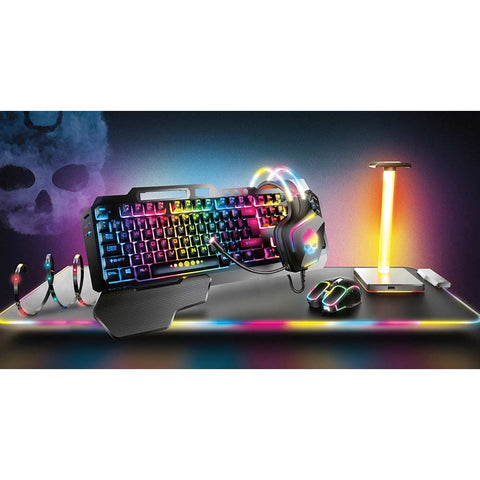 GamePunk CodeBreakers RGB 6-in-1 Gaming Accessories Bundle - Keyboard, Mouse, Headphones, Mouse Pad, Headphone Stand, 3ft Light Strip