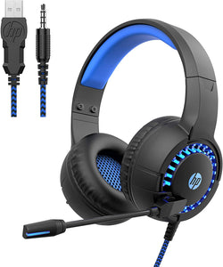 HP DHE-8011UM USB Stereo Over Ear RGB Gaming Headset w/ Mic - Smartphone, PC, PS4, Xbox One,