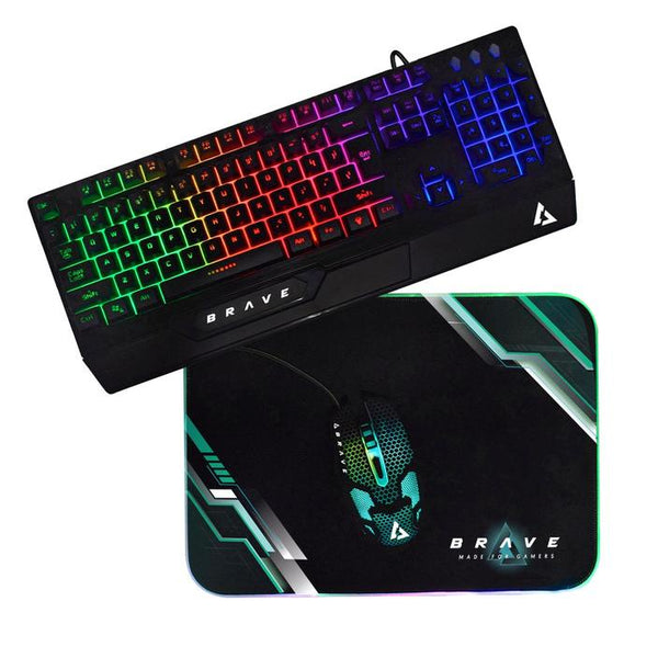 Unno Tekno Brave BRV84 Gaming Keyboard, Mouse & Mouse Pad w/ LED Combo