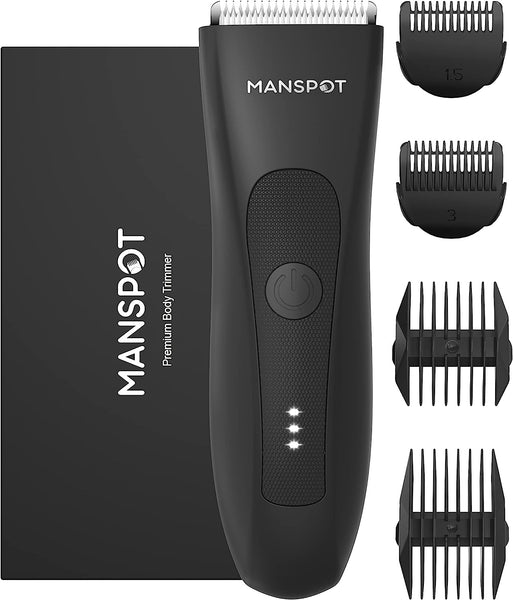 MANSPOT Groin Hair Trimmer for Men, Electric Ball Trimmer/Shaver, Replaceable Ceramic Blade Heads, Waterproof Wet/Dry Groin & Body Shaver Groomer