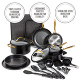 Thyme & Table Non-Stick Cookware & Bakeware 28 Piece Set - Gold