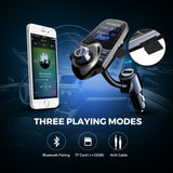 VicTsing Bluetooth In-Car FM Transmitter w/ USB Charger/AUX/ 1.44" Display/TF Card Slot
