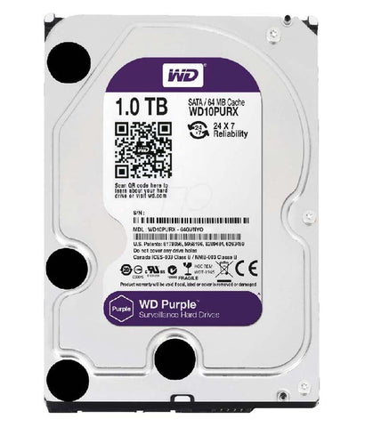 WD Purple 1TB Surveillance Hard Drive 5400 RPM SATA 6 Gb/s 64MB Cache