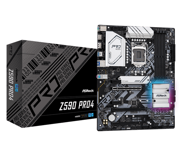 ASRock Z590 Pro4 Socket LGA1200/Intel Z590/DDR4/ USB 3.2 Gen 1/SATA3&USB 3.2/M.2/Dragon 2.5 Gigabit LAN/