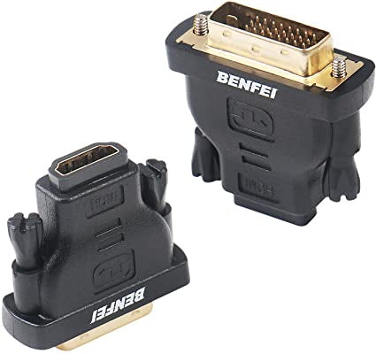 Benfei Bidirectional DVI (DVI-D) Male to HDMI Female Gold Plated Adapter