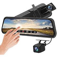 Rear-View 10" Mirror Dash Cam - Dual Lens, Front & Rear Dash Camera  1080P Full Touch Screen - Video Streaming, Loop Recording, Parking Monitor, Night Vision, Waterproof Rear Camera