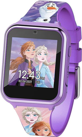 Accutime Kids Disney Frozen Anna Elsa Purple Educational Touchscreen Smart Watch Toy for Girls, Boys, Toddlers