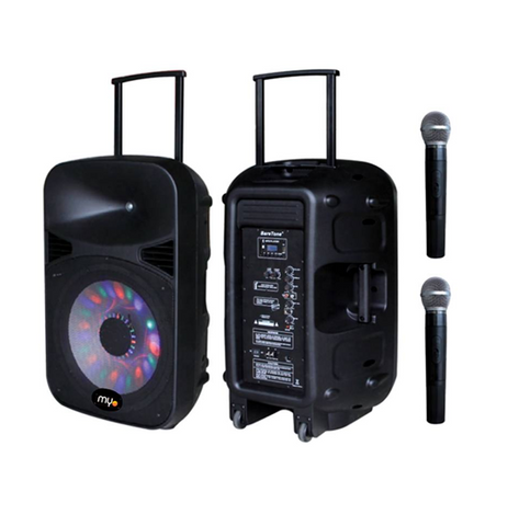MYO Two Way Active Black Loudspeakers 15" Sub/BT/MP3/SD Card/MicroPhone