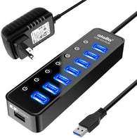 atolla Powered 7-Port USB 3.0 Hub Splitter w/ 1 USB Smart Charging Port, Individual On/Off Switches & 5V/4A Power Adapter USB Extension  for MacBook, Mac Pro/Mini and More