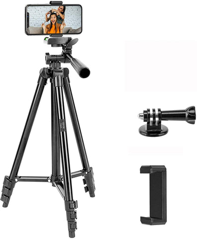 Bonfoto 51" Tripod for iPhone, Cell Phone Stand w/ Remote Shutter & Phone Holder