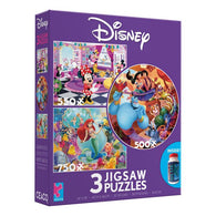 Ceaco 3 in 1  Disney Puzzles - Minnie Mouse, Little Mermaid, Aladdin - Age 8+