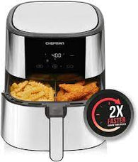 Chefman Turbo Fry Stainless Air Fryer w/ Basket Divider 8 Qt