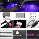 CT CAPETRONIX Interior 4pcs Waterproof RGB 48 LEDs, Music Car LED Lights, Under Dash Lighting Kit with Car Charger DC 12V w/ APP & IR Remote