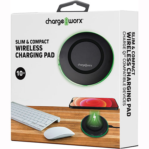 Chargeworx 10W Slim Compact Wireless Charging Pad (Qi Compatible
