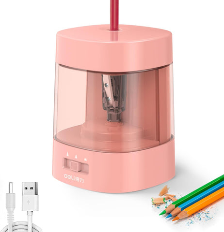Deli Electric Sharpener, Suitable for # 2 Pencils, Coloured Pencils - USB & Battery Operated