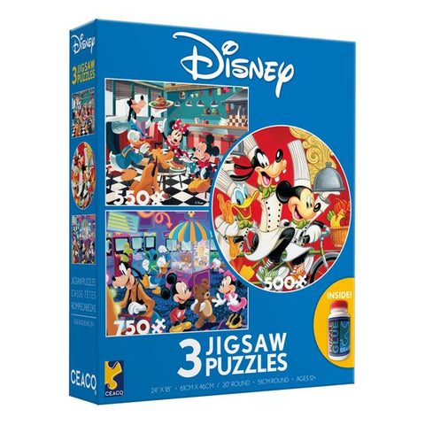 Ceaco 3 In 1 - Disney Jigsaw Puzzles - Mickey and Minnie Mouse